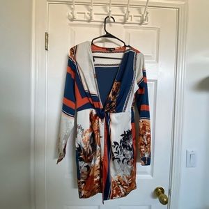 Fashion Nova Printed Wrap Dress, Size Medium